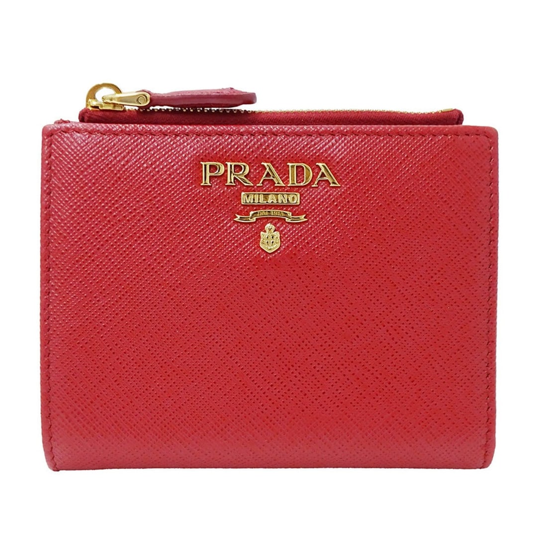 Prada PRADA Women's Bi-fold Wallet, Saffiano Leather, Red, 1ML023, Mini Compact Wallet: --- Catalog ---Category: SizeSize (HxWxD): 9cm x 11.5cm x 1.5cm / 3.54'' x 4.52'' x 0.59''Category: DesignType: Wallet (bi-fold)Color: Red colorGender: WomenMaterial: Saffiano Category: GeneralMPN: 1M