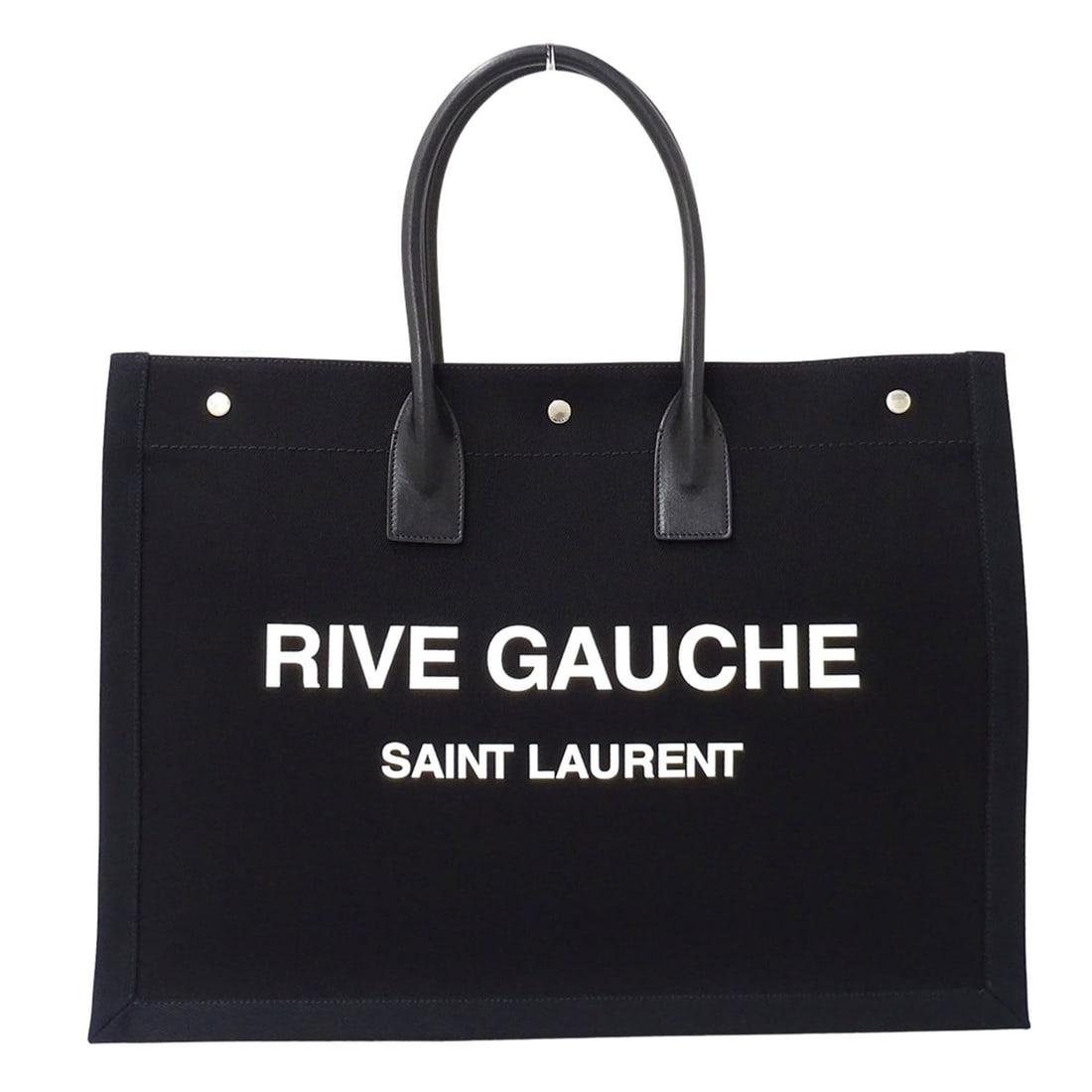 Saint Laurent handbag, women's brand tote bag, Rive Gauche, large canvas, black, with logo.: --- Catalog ---Category: SizeSize (HxWxD): 36cm x 47.5cm x 17cm / 14.17'' x 18.7'' x 6.69''Category: DesignType: Handbag, Tote bagColor: BlackGender: WomenMaterial: Canvas Category: GeneralBrand: Sain