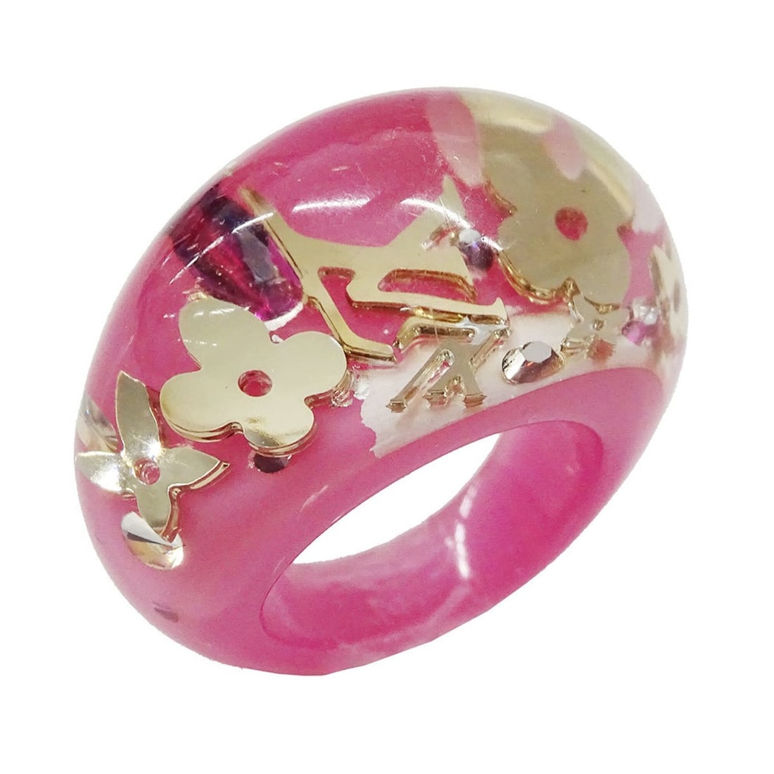 Louis Vuitton LOUIS VUITTON Ring for Women, Brand Name Ring, Resin, Bague Inclusion, Pink, Size 1, (1 of 6)