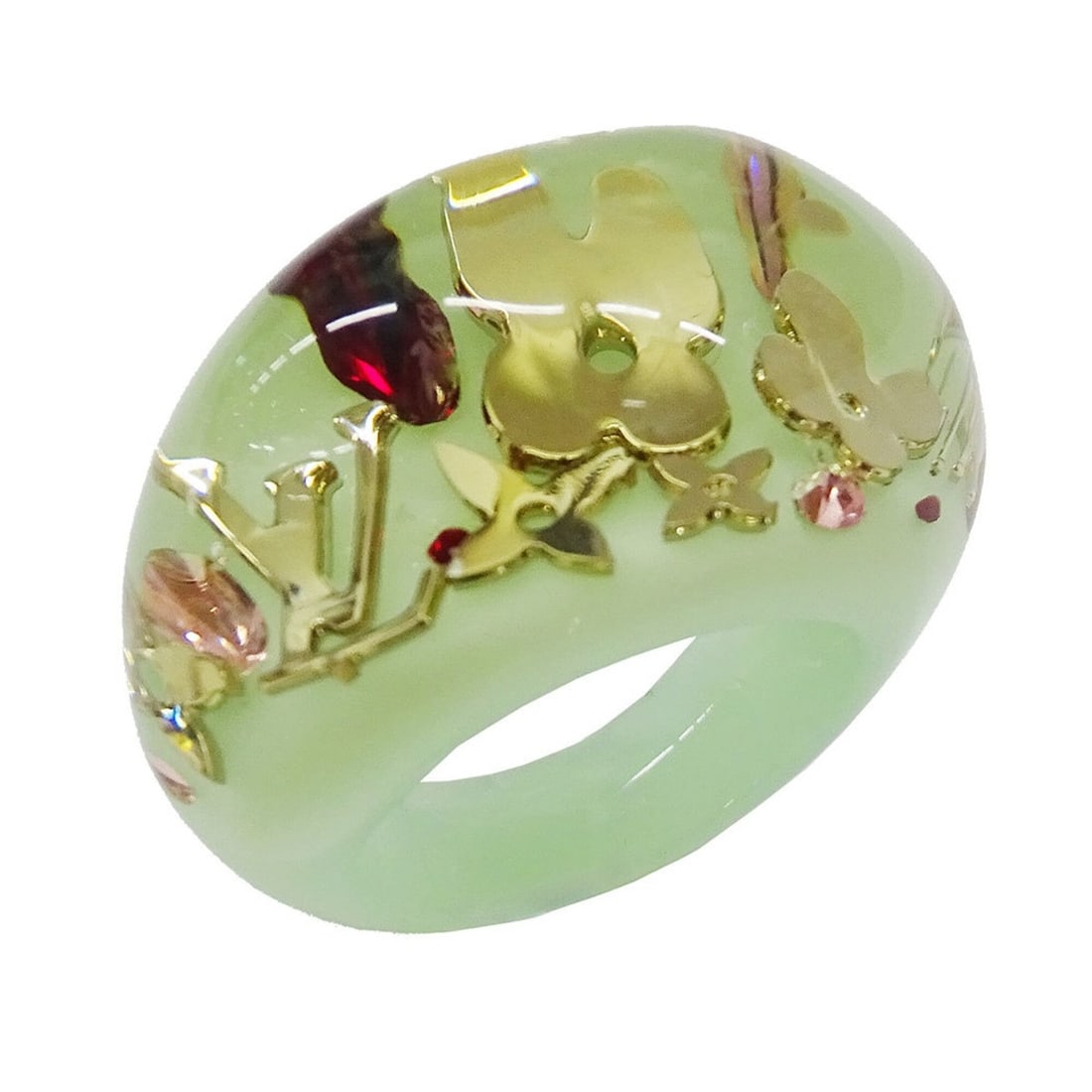 Louis Vuitton LOUIS VUITTON Ring for Women, Brand Name Ring, Resin, Bague Inclusion, Green, Size M,: --- Catalog ---Category: SizeJP Size: 12.5US Size: 6.5Category: DesignType: Band ringColor: GreenGender: WomenCategory: GeneralBrand: Louis Vuitton--- Item List ---Section: ConditionRanking: Rank B Us