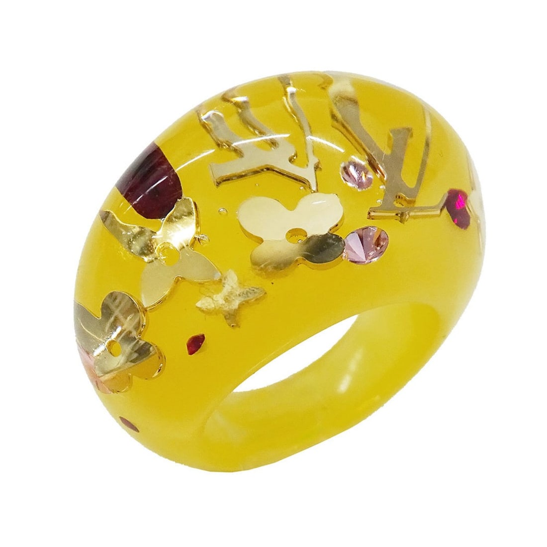 Louis Vuitton LOUIS VUITTON Ring for Women, Brand Name Ring, Resin, Bague Inclusion, Yellow, Size M,: --- Catalog ---Category: SizeJP Size: 13US Size: 6.5Category: DesignType: Band ringColor: YellowGender: WomenCategory: GeneralBrand: Louis Vuitton--- Item List ---Section: ConditionRanking: Rank B Use