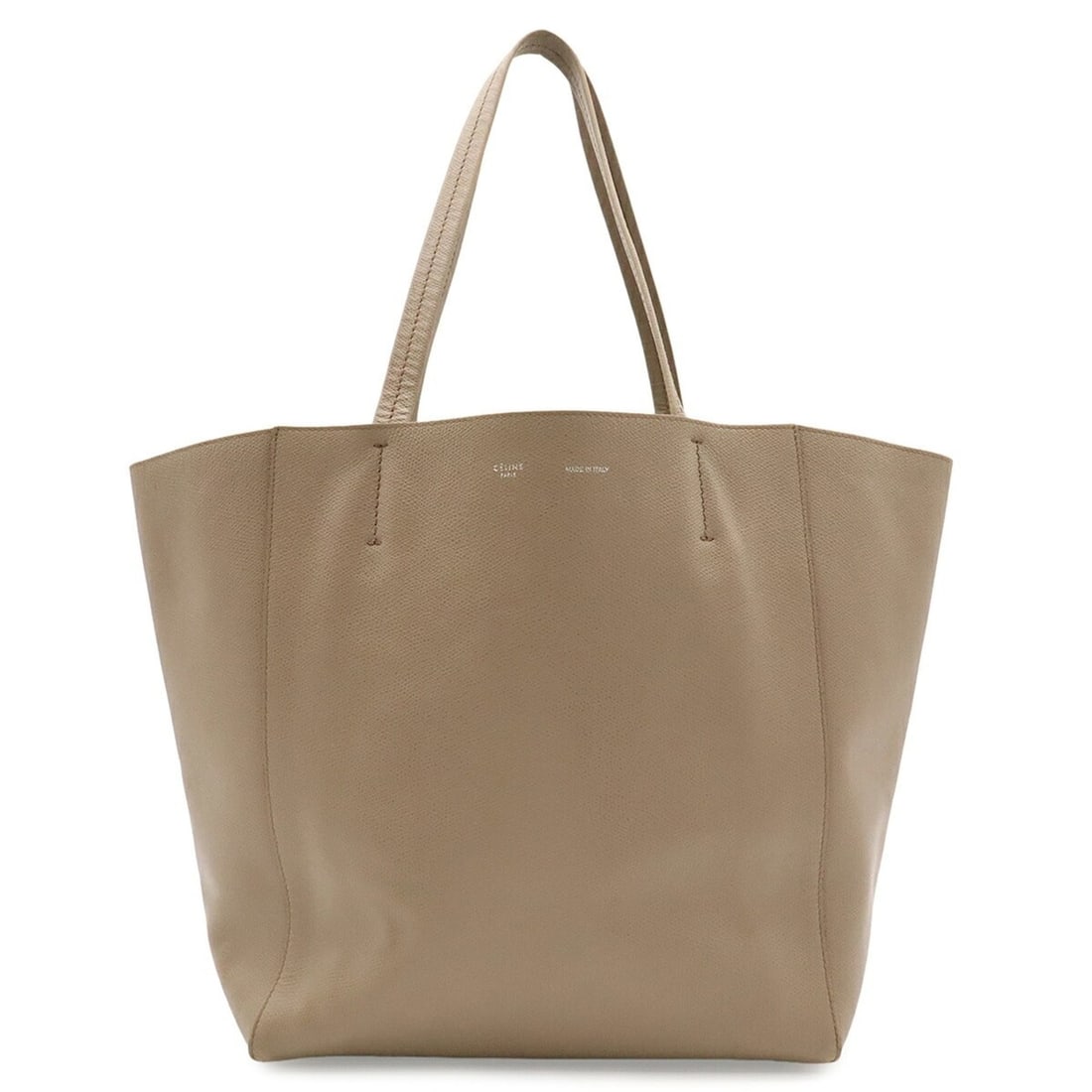 CELINE Cabas Phantom Small Tote Bag, Large Tote, Shoulder Leather, Greige: --- Catalog ---Category: SizeSize (HxWxD): 29.5cm x 17cm / 11.61'' x 6.69''Category: DesignType: Shoulder bag, Tote bagColor: GrayishGender: WomenMaterial: Leather Category: GeneralBrand: Celine--- It