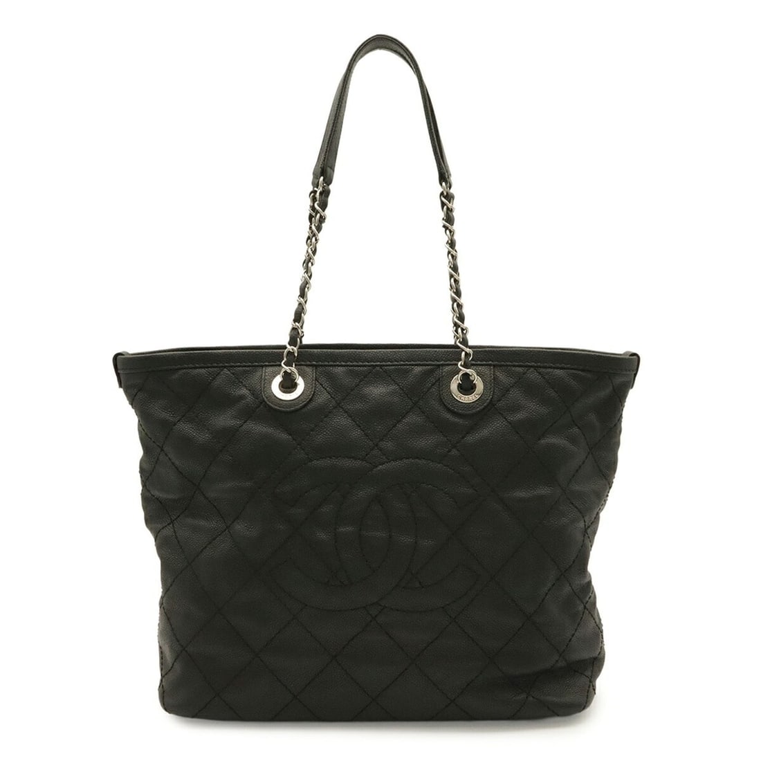 CHANEL Matelassé Coco Mark Chain Tote Bag Shoulder Caviar Leather Black A92754: --- Catalog ---Category: SizeSize (HxWxD): 30cm x 33cm x 14cm / 11.81'' x 12.99'' x 5.51''Category: DesignType: Shoulder bagColor: BlackGender: WomenMaterial: Grained Calfskin Category: GeneralMPN: A9