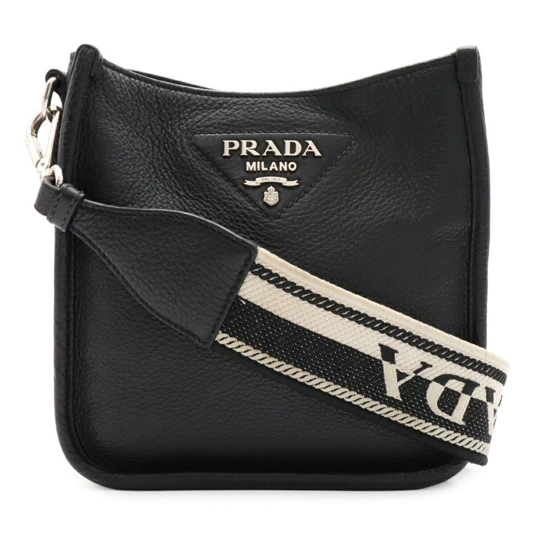 PRADA Vitello Daino Soft Leather Mini Shoulder Bag, Striped NERO Black, 1BH191: --- Catalog ---Category: SizeSize (HxWxD): 18cm x 19cm x 7cm / 7.08'' x 7.48'' x 2.75''Category: DesignType: Shoulder bagColor: Black, NeroGender: WomenMaterial: Leather Category: GeneralMPN: 1BH191Br