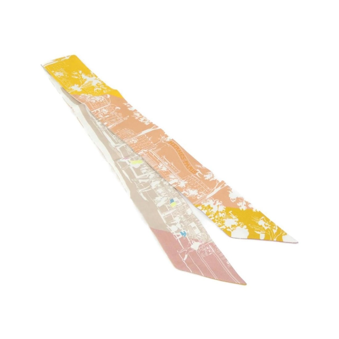 Hermes A L'OMBRE DES BOULEVARDS Twilly 062910S Scarf Muffler: --- Catalog ---Category: SizeSize (LxW): 5cm x 86cm / 1.96'' x 33.85''Category: DesignType: ScarfColor: Blue, YellowGender: Men,WomenMaterial: Silk Category: GeneralMPN: 062910SBrand: Hermes--- Item L