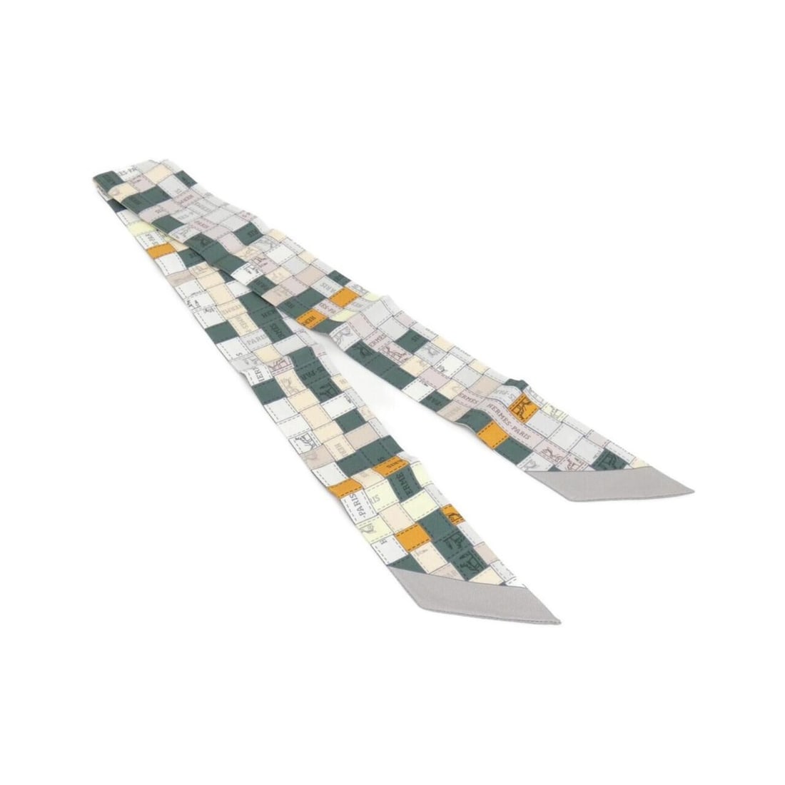Hermes BOLDUC AU CARRE Twilly 062408S Scarf Muffler: --- Catalog ---Category: SizeSize (LxW): 5cm x 86cm / 1.96'' x 33.85''Category: DesignType: ScarfColor: GrayGender: Men,WomenMaterial: Silk Category: GeneralMPN: 062408SBrand: Hermes--- Item List ---S