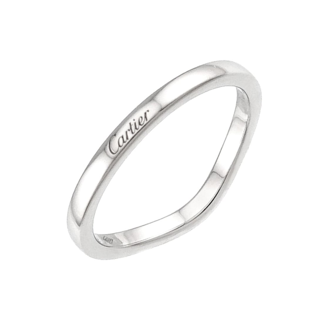 Cartier Ballerina Curve Ring, Size #52, 2mm wide, Platinum.: --- Catalog ---Category: SizeUS Size: 6.5Brand Size: 52Category: DesignType: Band ringGender: WomenMaterial: Platinum 950Category: GeneralBrand: Cartier--- Item List ---Section: ConditionRanking: Rank