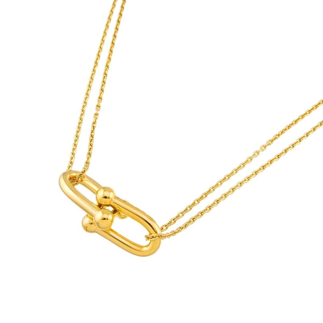Tiffany & Co. Hardware Large Double Link Necklace 40cm 18K YG Yellow Gold 750: --- Catalog ---Category: SizePendant Size: 11.8mm x 30.4mm / 0.46'' x 1.19''Neck Circumference: 40 cm / 15.74''Category: DesignGender: WomenMaterial: Yellow gold (18K)Necklace Type: NecklaceCategory: 