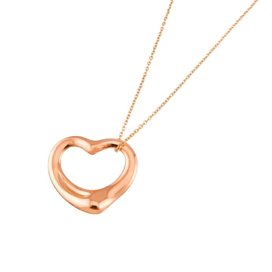 Tiffany & Co. Heart Necklace, 22.4mm wide, 40cm length, 18K PG (Pink Gold) 750 Open Necklace: --- Catalog ---Category: SizePendant Size: 19.8mm x 22.4mm / 0.77'' x 0.88''Neck Circumference: 40 cm / 15.74''Category: DesignGender: WomenMaterial: Pink gold (18K)Necklace Type: NecklaceCategory: Ge