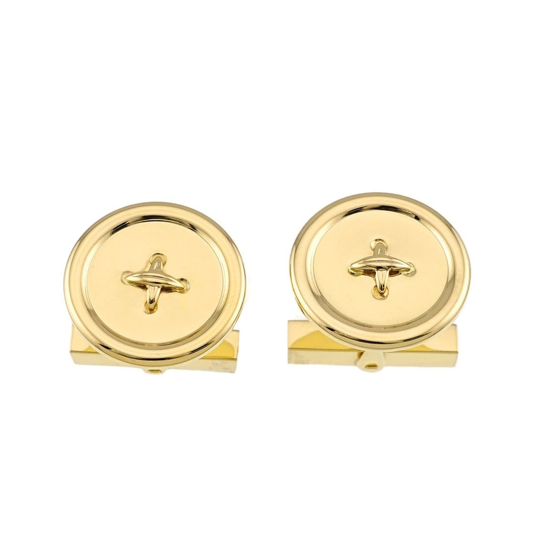 Tiffany & Co. cufflinks, K14 YG yellow gold, 585 button cuff links: --- Catalog ---Category: SizeSize (HxWxD): 19.00mm x 19.00mm / 0.75'' x 0.75''Category: DesignType: CufflinksGender: WomenMaterial: Yellow gold (14K)Category: GeneralBrand: Tiffany--- Item List ---Sec