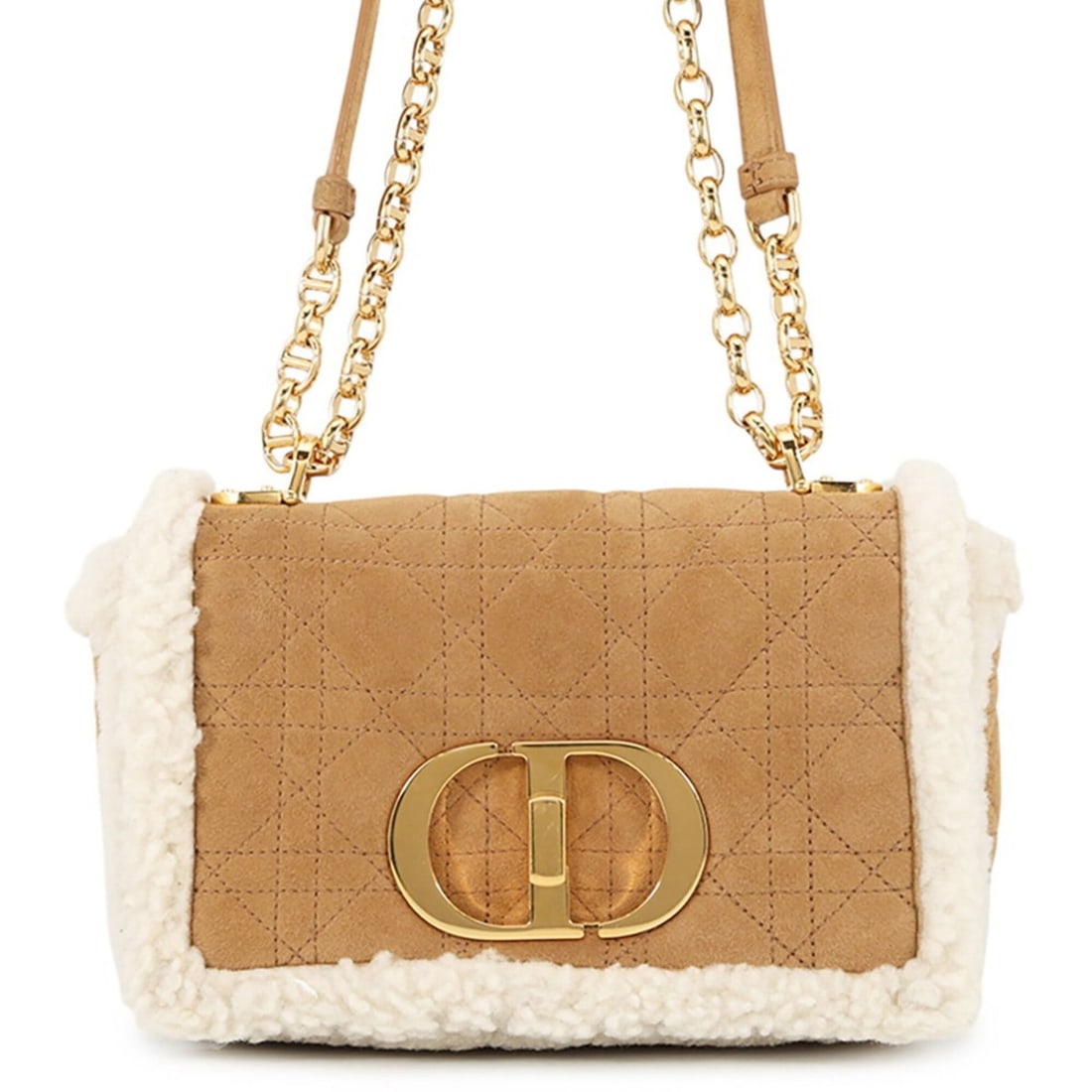 Christian Dior shoulder bag, Caro Cannage, shearling and mouton, M9241UMMN, sale item, handbag,: --- Catalog ---Category: SizeSize (HxWxD): 14cm x 21cm x 7cm / 5.51'' x 8.26'' x 2.75''Category: DesignType: Shoulder bagColor: Beige, WhiteGender: WomenMaterial: Leather Leather/Fur Type: MoutonCateg