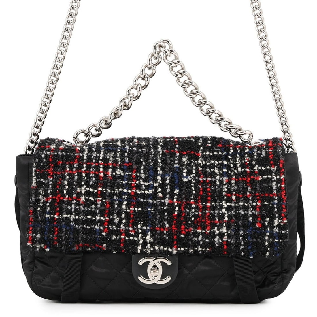 Chanel Chain Shoulder Bag, Coco Mark, Tweed Nylon, AS1160, Black, Handbag, Women's, CHANEL: --- Catalog ---Category: SizeSize (HxWxD): 20cm x 34cm x 7cm / 7.87'' x 13.38'' x 2.75''Category: DesignType: Shoulder bagColor: Black, Red colorGender: WomenMaterial: Tweed , Nylon Category: GeneralB