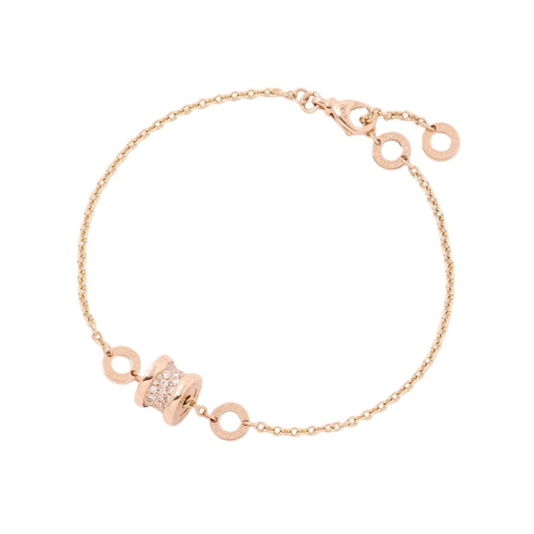 BVLGARI B-zero1 Bracelet, 0.31ct Diamonds, 18K Pink Gold, Sizes M & L, Item Number 350897.: --- Catalog ---Category: SizeLength: 17.5cm - 20cm / 6.88'' - 7.87''Category: DesignType: Charm braceletColor: PinkGender: WomenMaterial: Pink gold (18K)Category: GeneralBrand: Bvlgari--- Item List --