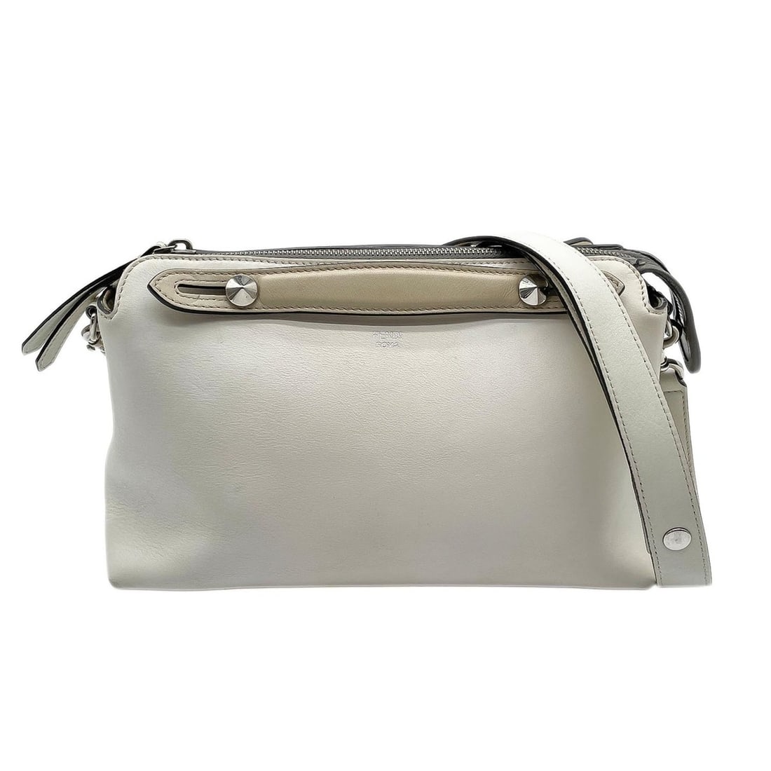 FENDI By The Way Handbag Mini Boston Leather White Women's (1 of 17)