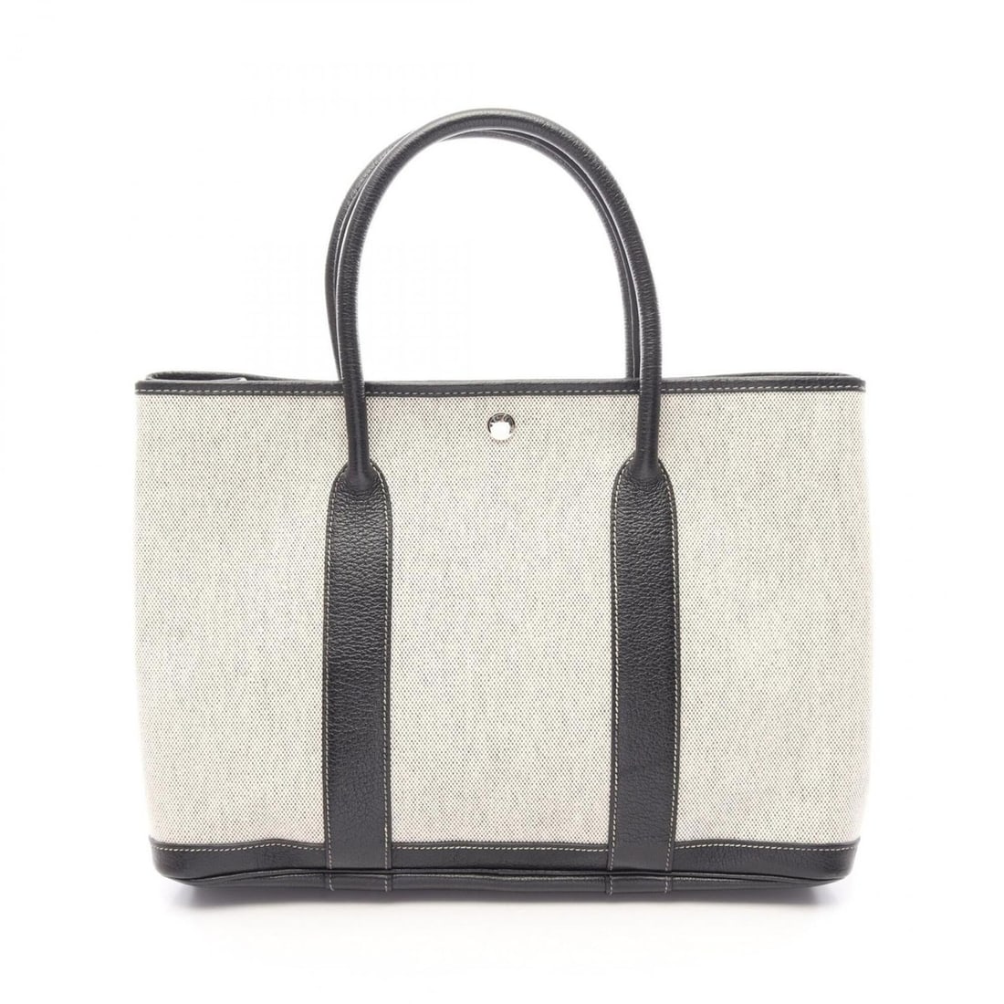 Hermes Garden Party PM Ecru Tote Bag Handbag Toile H Buffle Women's Ivory/Black: --- Catalog ---Category: SizeSize (HxWxD): 25cm x 36cm x 17cm / 9.84'' x 14.17'' x 6.69''Category: DesignType: Handbag, Tote bagColor: Black, Ecru, IvoryGender: WomenMaterial: Toile H , Buffalo leathe
