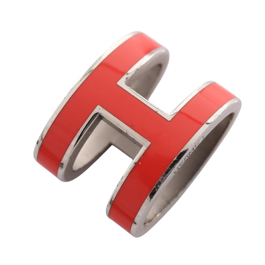 Hermes POP H pendant top, stainless steel, women's jewelry, red/silver tones.: --- Catalog ---Category: SizePendant Size: 16mm x 12mm / 0.62'' x 0.47''Category: DesignColor: Red color, SilverGender: WomenMaterial: Stainless steelNecklace Type: PendantCategory: GeneralBrand: Herm