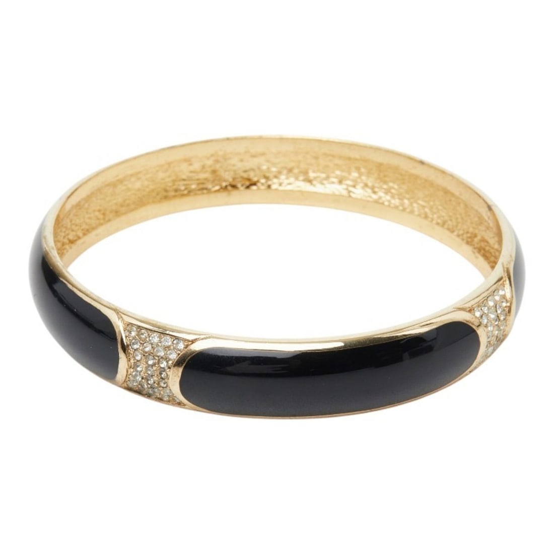Christian Dior Bangle, Black Gold Plated, Rhinestones, Women's: --- Catalog ---Category: SizeLength: 19cm / 7.48''Category: DesignType: BangleColor: Black, GoldStone: RhinestoneGender: WomenCategory: GeneralBrand: Christian Dior--- Item List ---Section: ConditionR