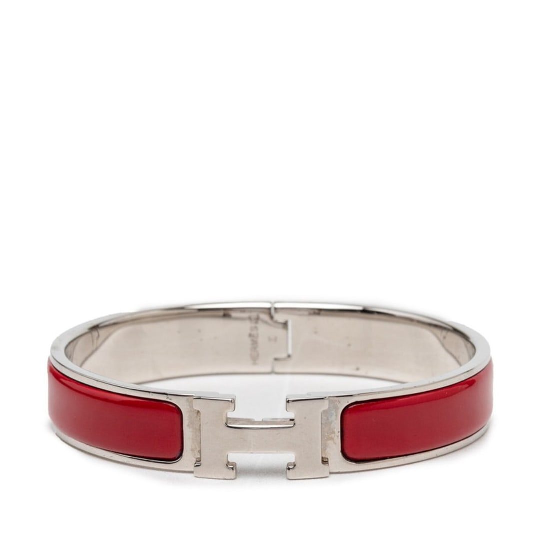 Hermes Click H GM Bracelet Bangle Silver Bordeaux Metal Enamel Women's HERMES: --- Catalog ---Category: SizeLength: 17cm / 6.69''Category: DesignType: Charm braceletColor: Bordeaux, SilverGender: WomenMaterial: Enamel, MetalCategory: GeneralBrand: Hermes--- Item List ---Section: