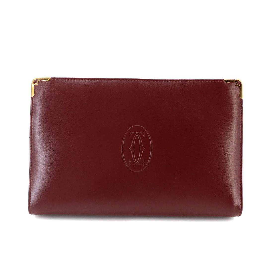 Cartier Must Line Clutch Bag, Bordeaux Leather, Gold Hardware.: --- Catalog ---Category: SizeSize (HxWxD): 17cm x 26cm x 6cm / 6.69'' x 10.23'' x 2.36''Category: DesignType: Clutch bag, HandbagColor: BordeauxGender: Women,MenMaterial: Leather Category: GeneralBran
