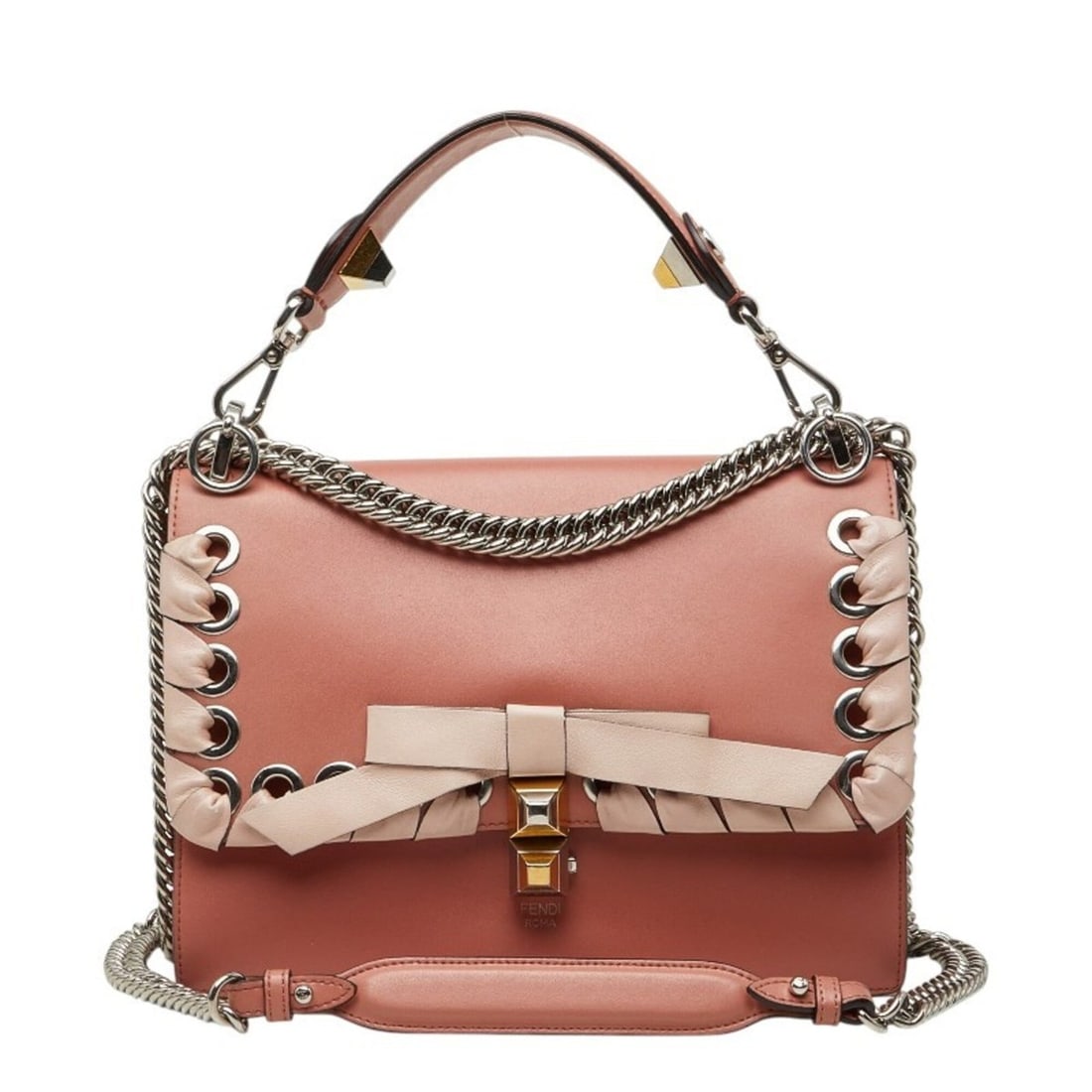 Fendi Kanai Chain Handbag Shoulder Bag 2-Way Ribbon 8BT283 Pink Leather Women's FENDI: --- Catalog ---Category: SizeSize (HxWxD): 28.5cm x 25cm x 11cm / 11.22'' x 9.84'' x 4.33''Category: DesignType: Handbag, Shoulder bagColor: PinkGender: WomenMaterial: Leather Category: GeneralMPN: 8B