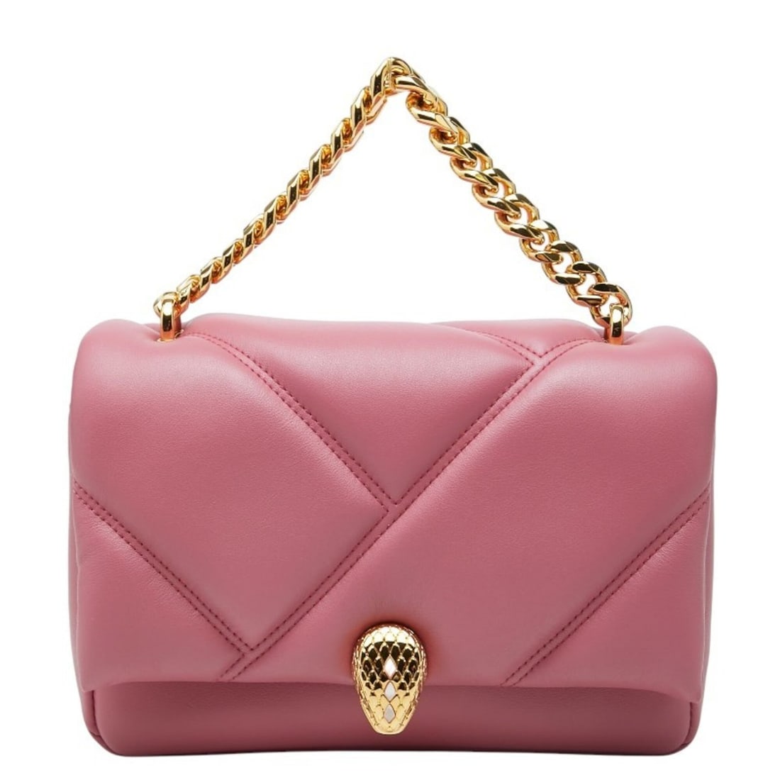 BVLGARI Serpenti Cabochon Chain Handbag, Pink Leather, Women's: --- Catalog ---Category: SizeSize (HxWxD): 12.5cm x 17cm x 6cm / 4.92'' x 6.69'' x 2.36''Category: DesignType: HandbagColor: PinkGender: WomenMaterial: Leather Category: GeneralBrand: Bvlgari--- Item 