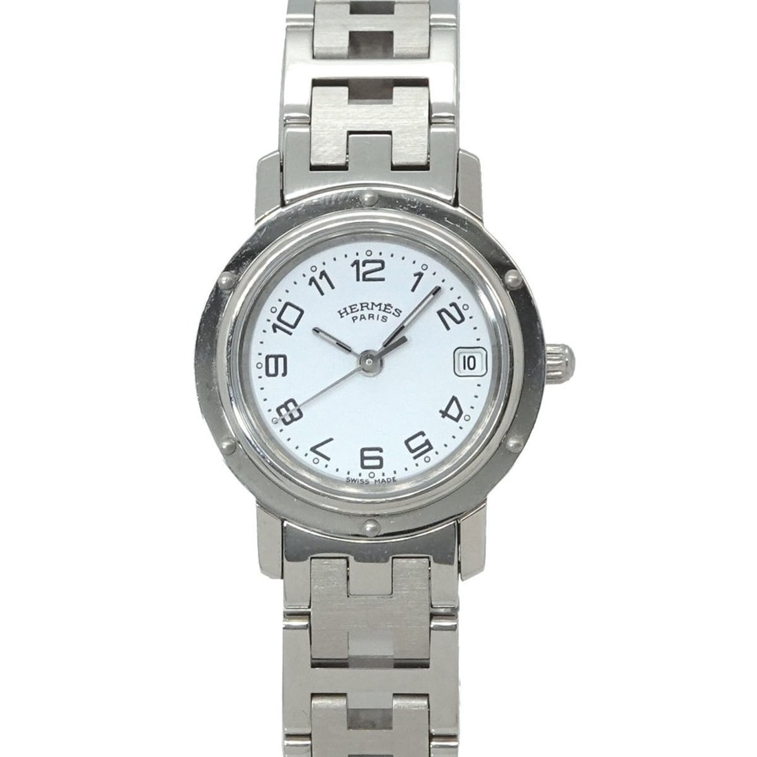 Hermes Clipper CL4 210 Women's Watch, Date Display, White Quartz Watch (1 of 9)