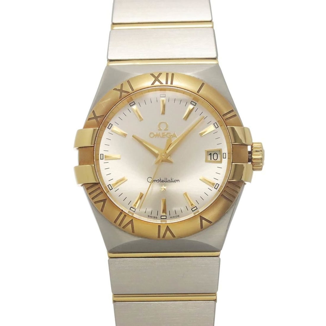 Omega Constellation Two-Tone Watch 123 20 35 60 02 002 Boys' Date Silver 18KPG Quartz: --- Catalog ---Category: SizeWrist Size: 19cm / 7.48''Case Diameter: 35mm / 1.38''Category: DesignType: WristwatchGender: BoysColor (Dial): SilverMaterial (Band): Pink gold (18K), Stainless steelMater