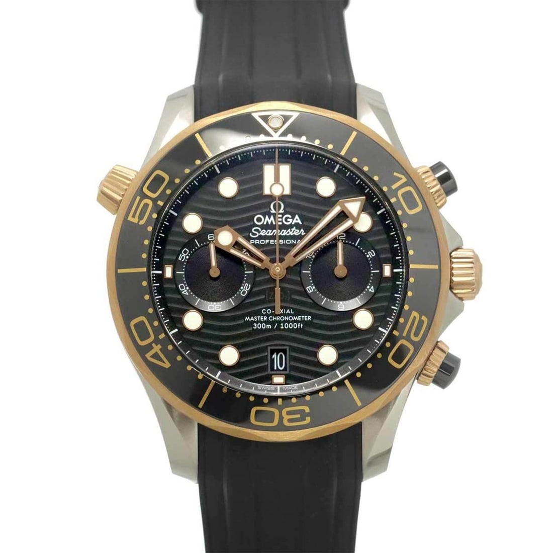 Omega Seamaster Diver 300 Co-Axial Master Chronometer Two-Tone 210 22 44 51 01 001 Men's Watch Date: --- Catalog ---Category: SizeWrist Size: 15cm - 20.5cm / 5.9'' - 8.07''Case Diameter: 44mm / 1.73''Category: DesignType: WristwatchGender: MenColor (Dial): BlackMaterial (Band): Rubber, Stainless stee