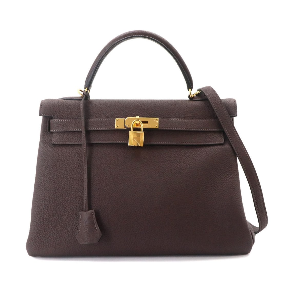 Hermes Kelly 32 Togo Chocolate 2-way Handbag/Shoulder Bag with Inside Stitching, C Stamp, Gold: --- Catalog ---Category: SizeWeight: 955g / 2.1lb.Size (HxWxD): 23cm x 32cm x 12cm / 9.05'' x 12.59'' x 4.72''Strap Length: 91cm / 35.82''Handle Length: 28cm / 11.02''Category: DesignType: HandbagColo