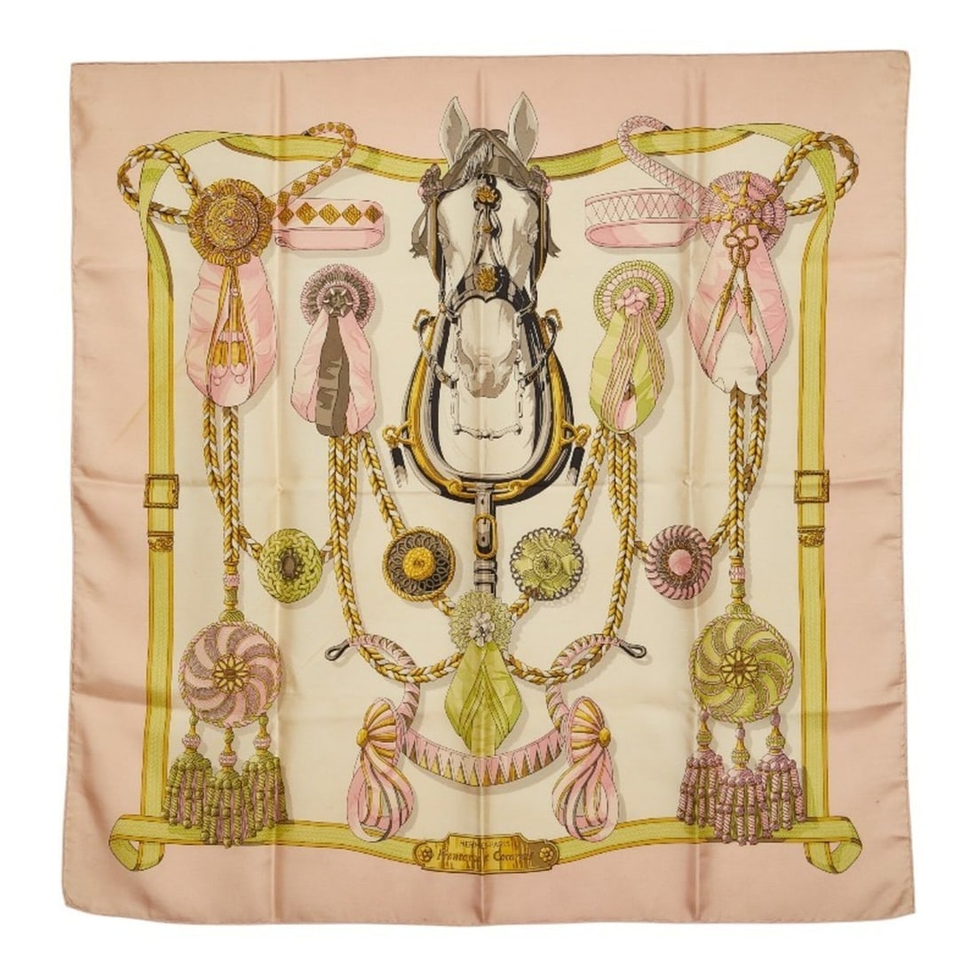 Hermes Carre 90 Frontaux et Cocardes Rosette Scarf, Large Size, Pink Multicolor Silk, Women's.: --- Catalog ---Category: SizeSize (LxW): 89cm x 88cm / 35.03'' x 34.64''Category: DesignType: ScarfColor: Multi-color, PinkGender: WomenMaterial: Silk Category: GeneralBrand: Hermes--- Item List ---Se
