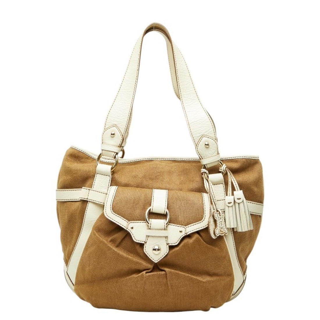 Celine handbag, shoulder bag, brown and white canvas leather, for women.: --- Catalog ---Category: SizeSize (HxWxD): 33cm x 30cm x 7cm / 12.99'' x 11.81'' x 2.75''Category: DesignType: Handbag, Shoulder bagColor: Brown, WhiteGender: WomenMaterial: Canvas , Leather Category: