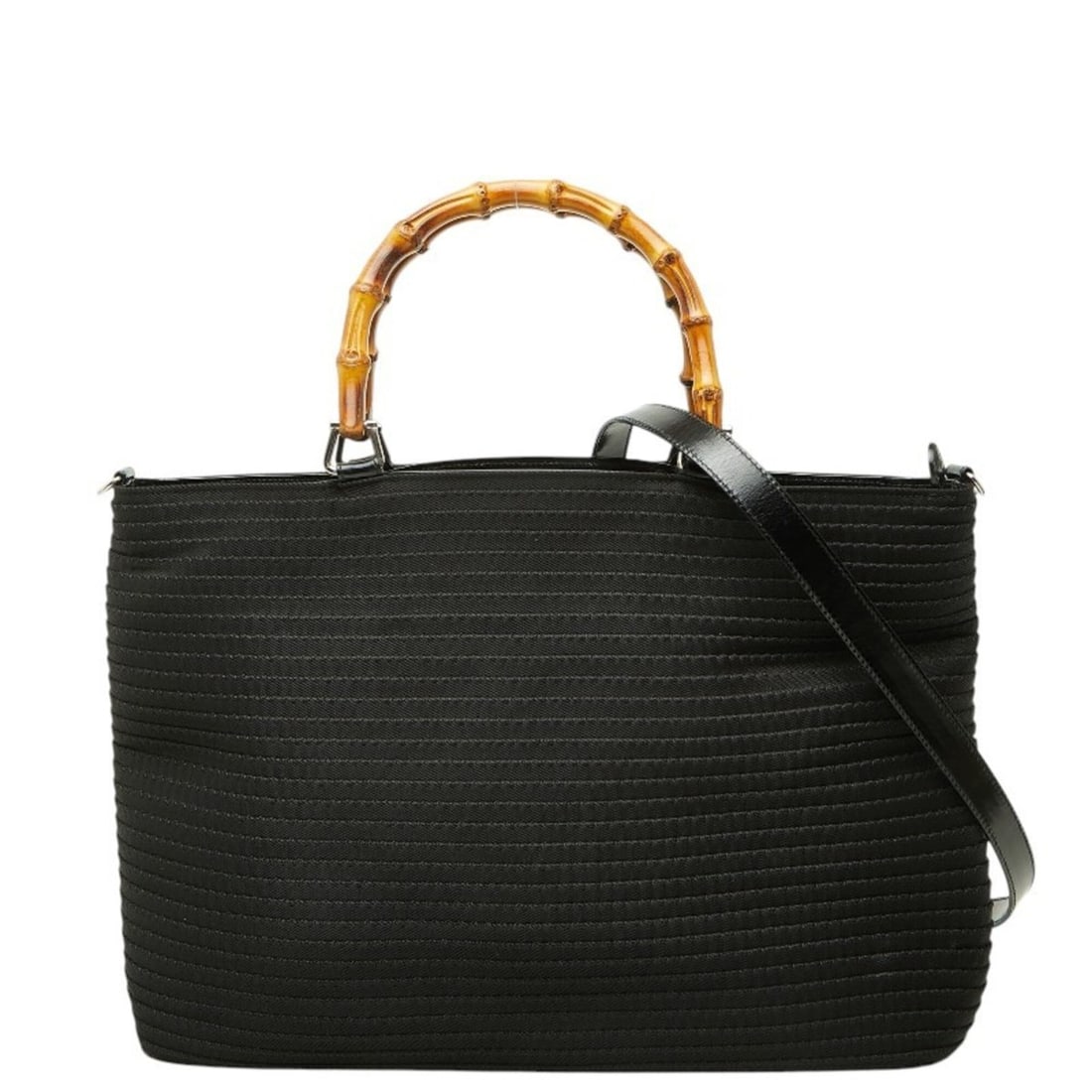 Gucci Bamboo Handbag 2-Way Shoulder Bag Black Nylon Leather Women's GUCCI: --- Catalog ---Category: SizeSize (HxWxD): 27.5cm x 38cm x 10cm / 10.82'' x 14.96'' x 3.93''Category: DesignType: Handbag, Shoulder bagColor: BlackGender: WomenMaterial: Nylon , Leather Category: Gene