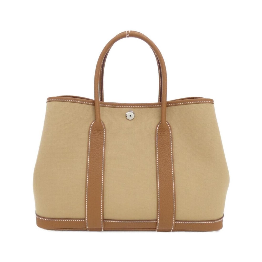 Hermes Garden Party 30cm 051551CK Handbag: --- Catalog ---Category: SizeSize (HxWxD): 21cm x 30cm x 14cm / 8.26'' x 11.81'' x 5.51''Category: DesignType: HandbagColor: Beige, GoldGender: Men,WomenMaterial: Toile officier , Negonda leather
