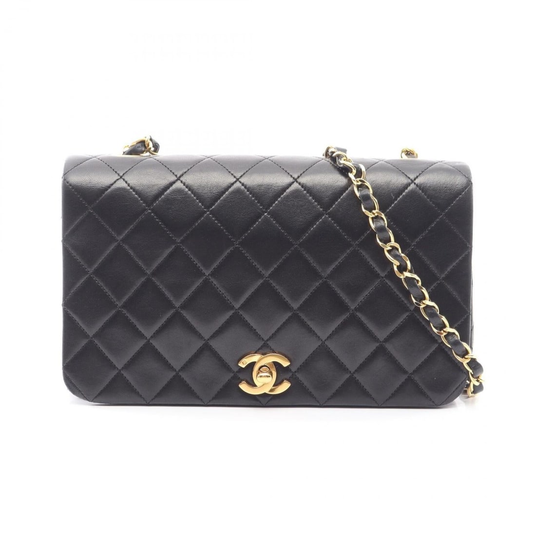 Chanel Matelassé Full Flap Shoulder Bag/Handbag, Lambskin Leather, Women's, Black: --- Catalog ---Category: SizeSize (HxWxD): 14cm x 23.5cm x 6cm / 5.51'' x 9.25'' x 2.36''Category: DesignType: Handbag, Shoulder bagColor: BlackGender: WomenMaterial: Leather Leather/Fur Type: Lambski