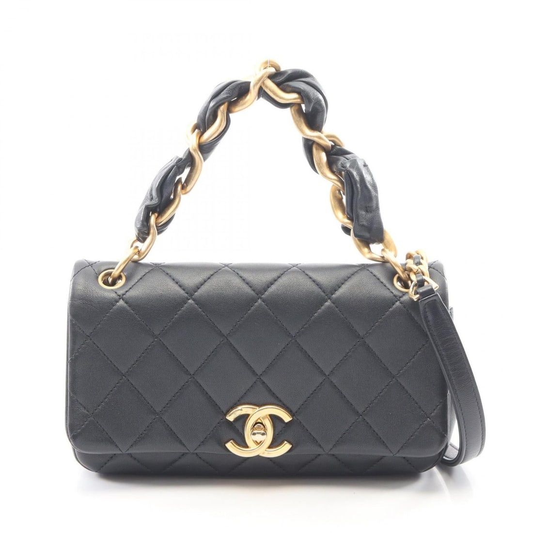 Chanel Matelassé 2-Way Shoulder Bag/Handbag, Lambskin Leather, Women's, Navy: --- Catalog ---Category: SizeSize (HxWxD): 13cm x 22cm x 6cm / 5.11'' x 8.66'' x 2.36''Category: DesignType: Handbag, Shoulder bagColor: NavyGender: WomenMaterial: Leather Leather/Fur Type: LambskinCa