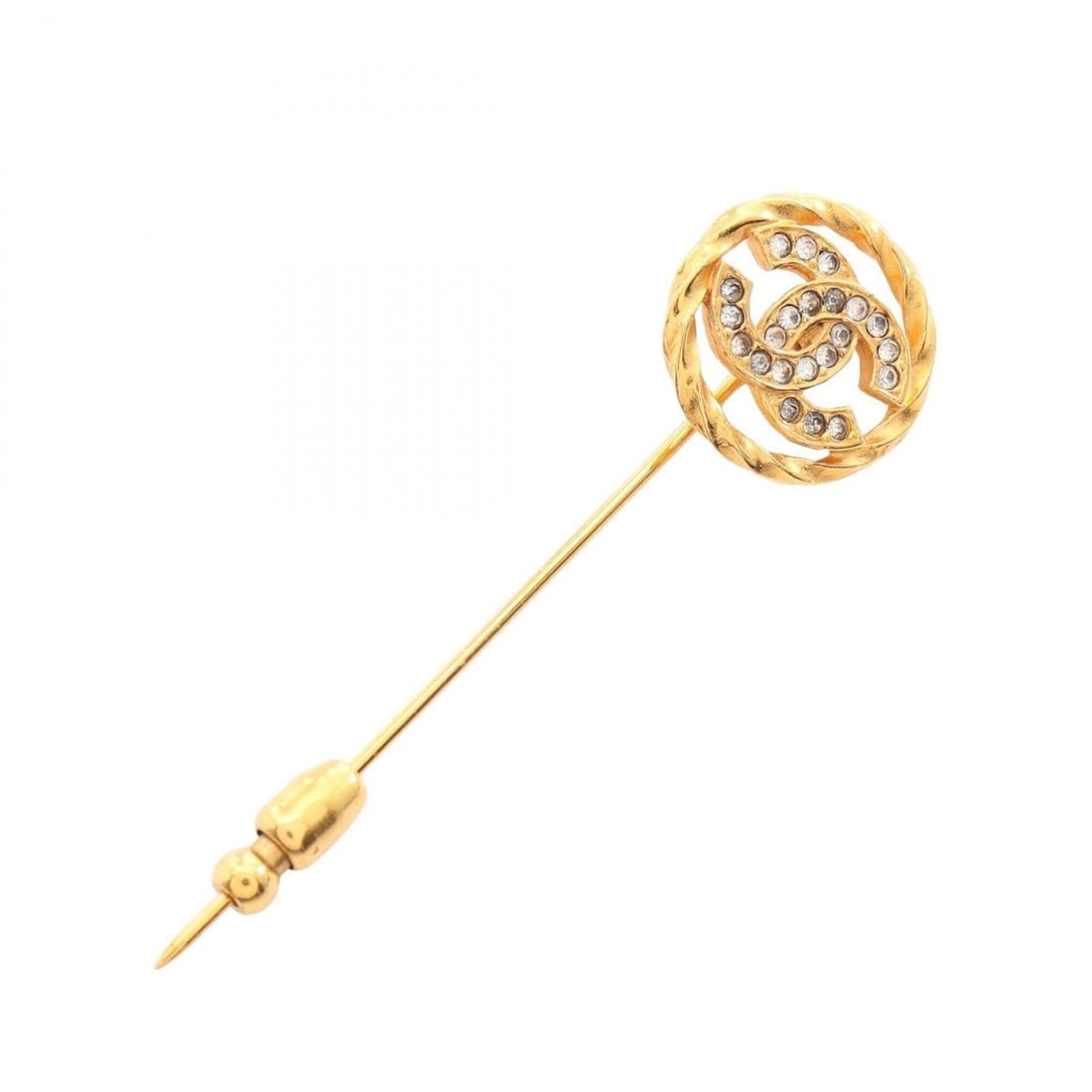 Chanel Coco Mark Pin Brooch Accessory, Gold Plated (GP), Rhinestone, Women's, Gold/Clear Tones: --- Catalog ---Category: SizeSize (HxWxD): 6cm x 1.7cm / 2.36'' x 0.66''Category: DesignType: Pin broochColor: Clear, GoldGender: WomenMaterial: Gold plating, RhinestoneCategory: GeneralBrand: Chanel-