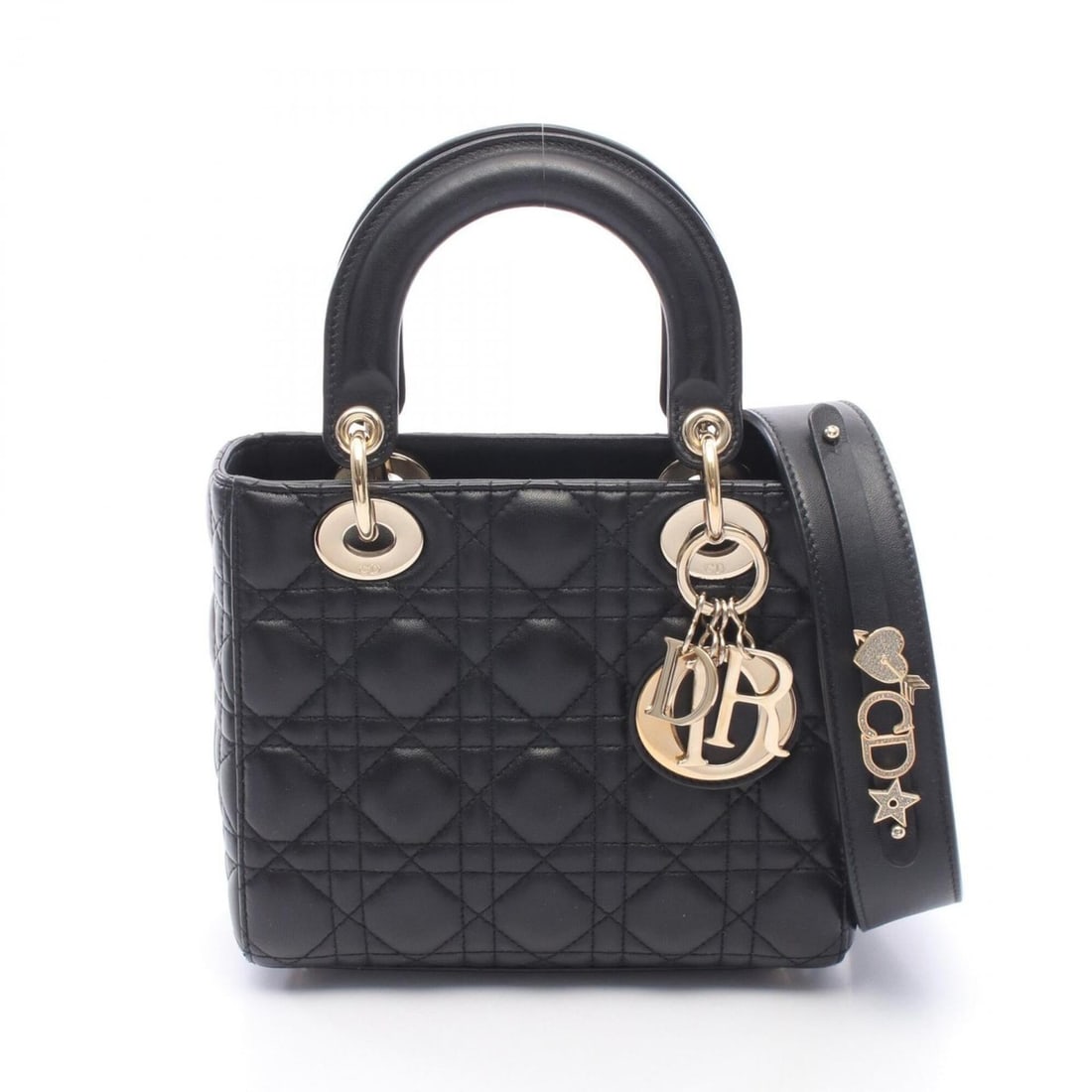 Christian Dior Dior My ABCDior Lady Small Cannage 2-Way Handbag, Leather, Women's, Black: --- Catalog ---Category: SizeSize (HxWxD): 17cm x 20cm x 8cm / 6.69'' x 7.87'' x 3.14''Category: DesignType: HandbagColor: BlackGender: WomenMaterial: Leather Category: GeneralBrand: Christian Dior---