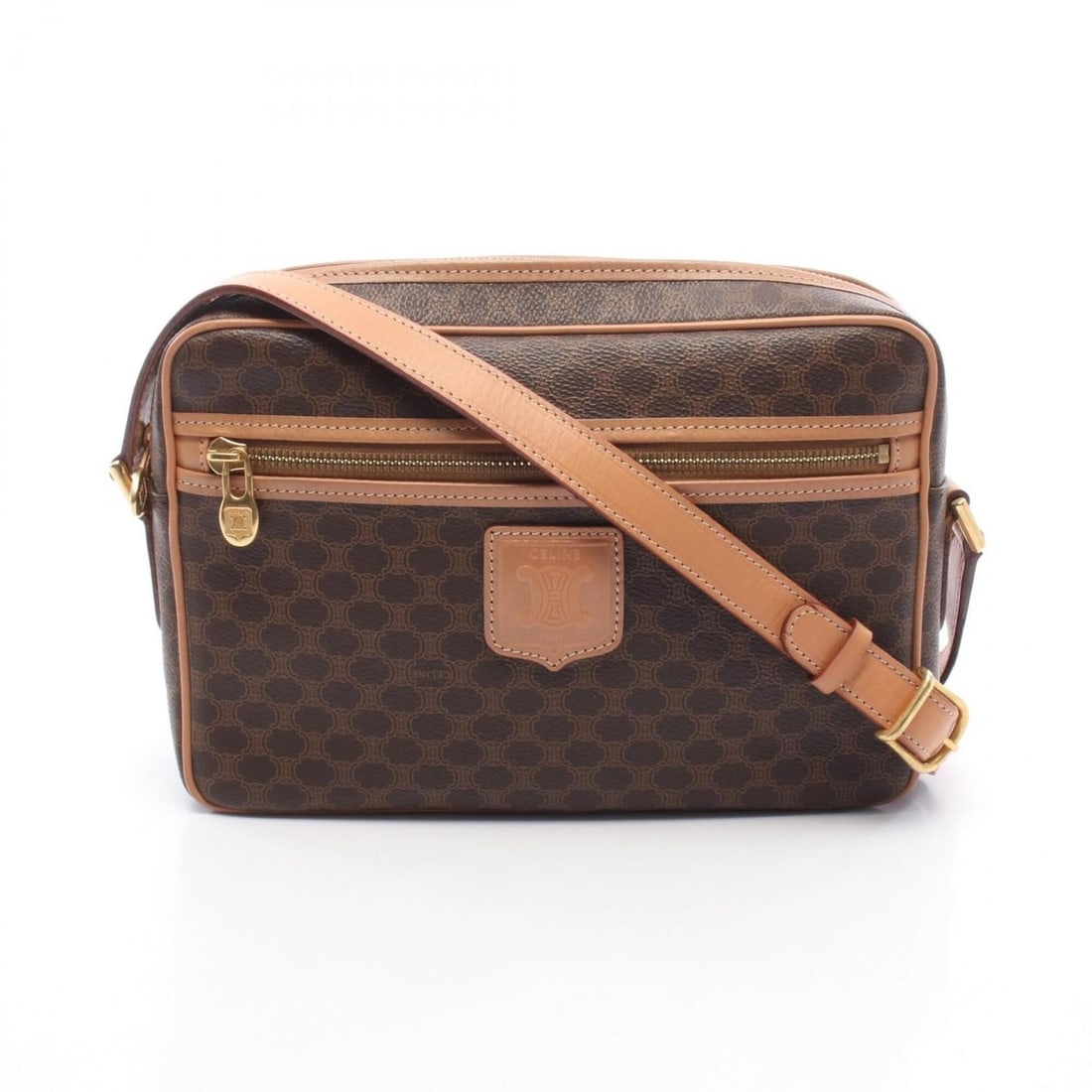 Celine Macadam Shoulder Bag/Handbag, Coated Canvas and Leather, Women's, Brown: --- Catalog ---Category: SizeSize (HxWxD): 16.5cm x 24.5cm x 6cm / 6.49'' x 9.64'' x 2.36''Category: DesignType: Handbag, Shoulder bagColor: BrownGender: WomenMaterial: Coated canvas , Leather Categor