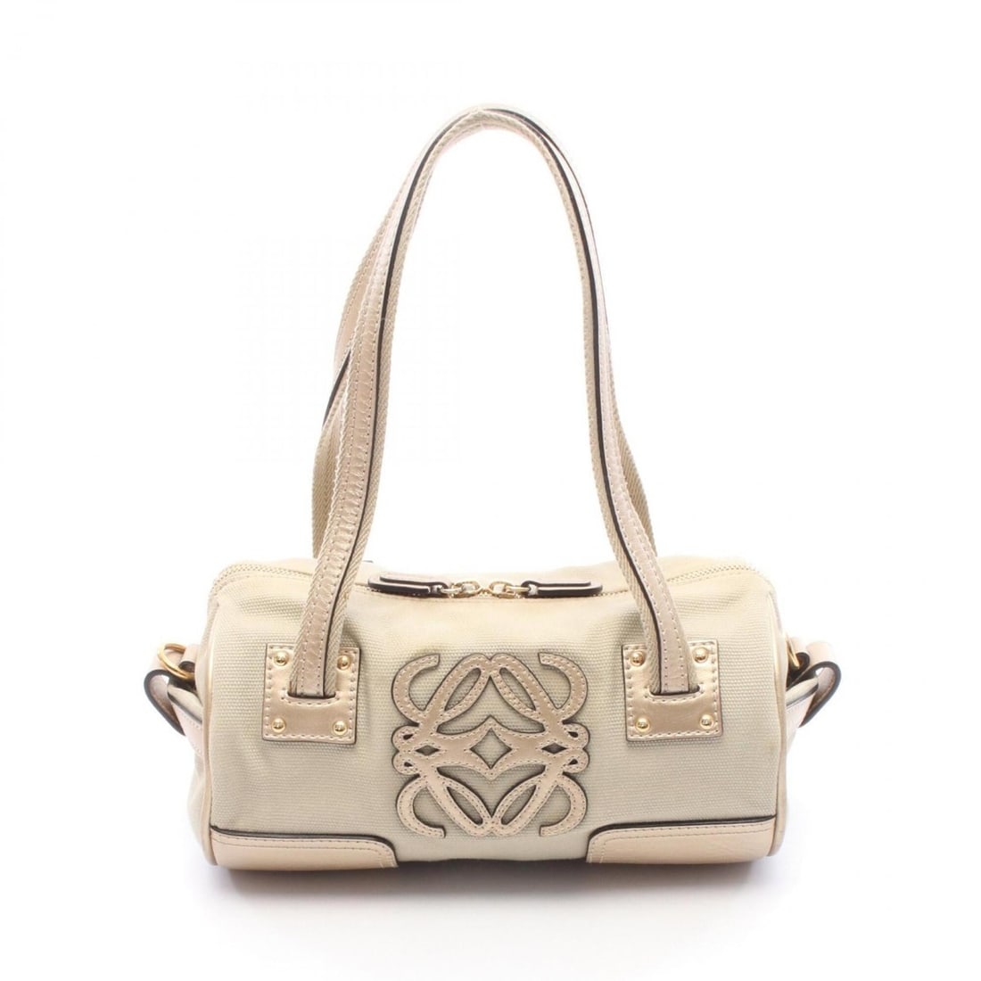 Loewe Anagram Handbag, Canvas and Leather, Women's, Beige Gold Tones: --- Catalog ---Category: SizeSize (HxWxD): 12.5cm x 25cm x 14cm / 4.92'' x 9.84'' x 5.51''Category: DesignType: HandbagColor: BeigeGender: WomenMaterial: Canvas Category: GeneralBrand: Loewe--- Item L
