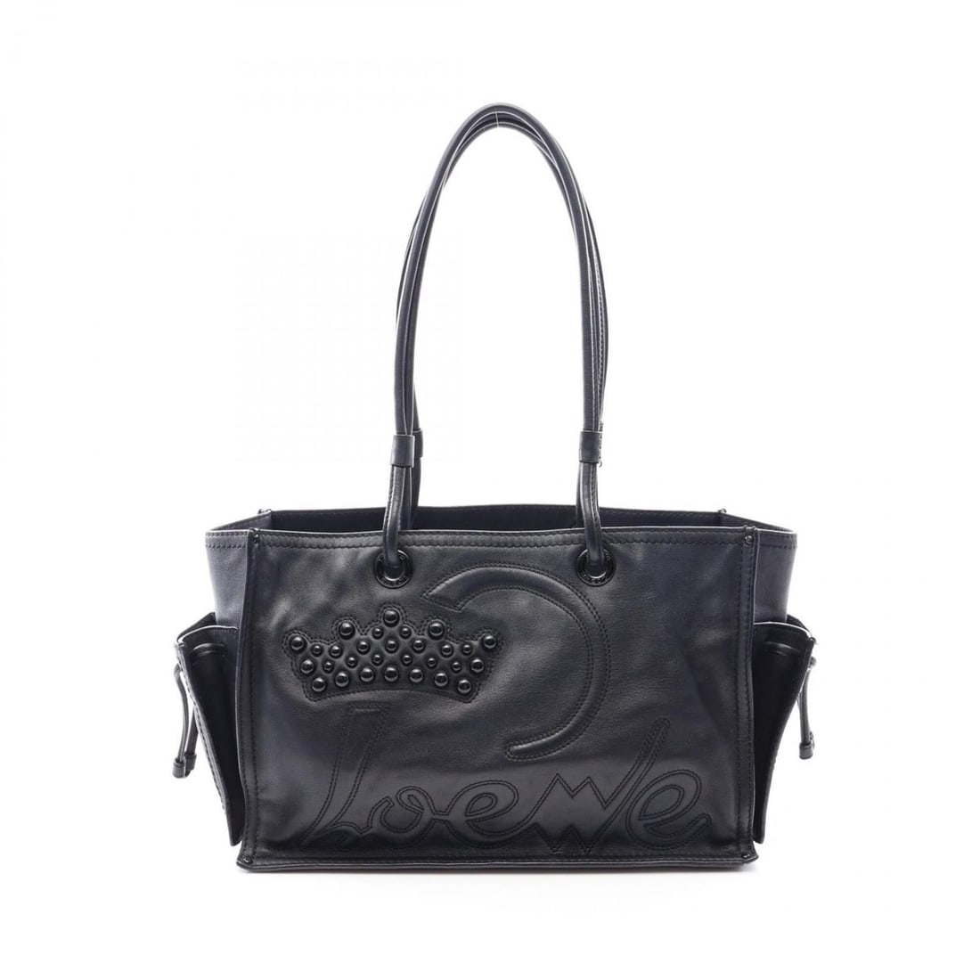 Loewe Crown Logo Tote Bag Handbag Leather Women's Black: --- Catalog ---Category: SizeSize (HxWxD): 22.5cm x 34cm x 15cm / 8.85'' x 13.38'' x 5.9''Category: DesignType: Handbag, Tote bagColor: BlackGender: WomenMaterial: Leather Category: GeneralBrand: Loew