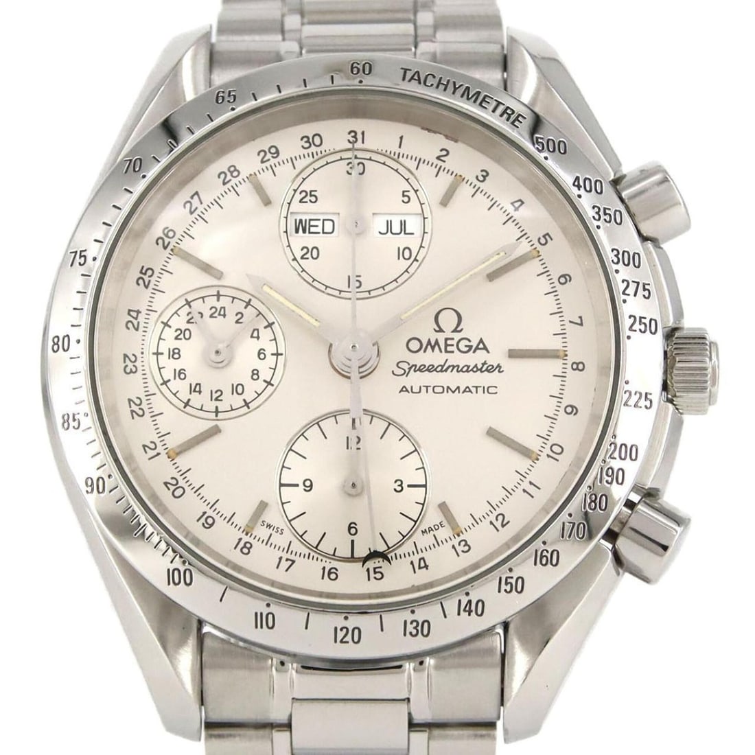 Omega Speedmaster Day-Date 3521.30 Stainless Steel Automatic Watch: --- Catalog ---Category: SizeWrist Size: 19cm / 7.48''Case Diameter: 39mm / 1.54''Category: DesignType: WristwatchGender: MenColor (Dial): SilverMaterial (Band): Stainless steelMaterial (Case): Stainl