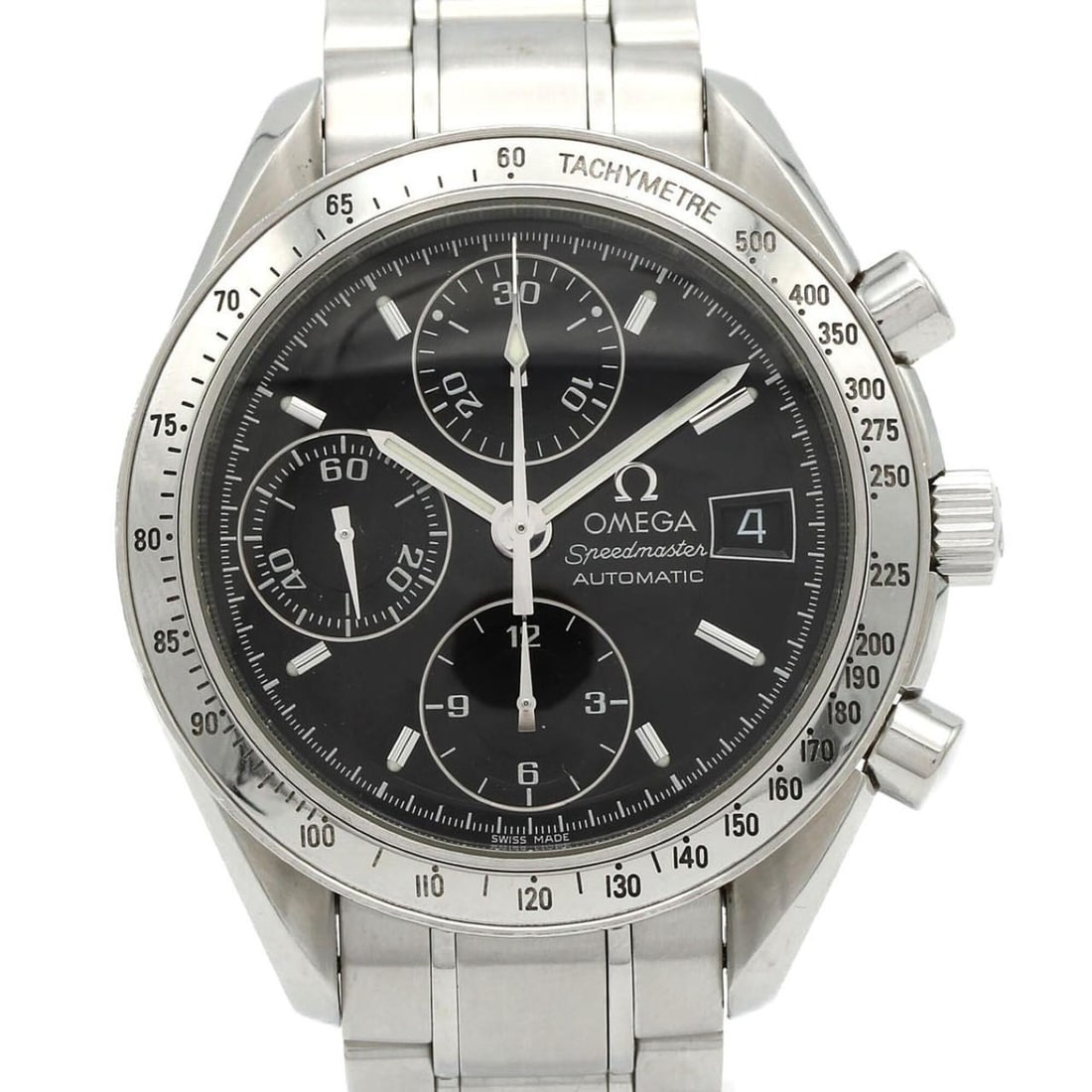 Omega Speedmaster Date 3513.50 Stainless Steel Automatic Watch: --- Catalog ---Category: SizeWrist Size: 20cm / 7.87''Case Diameter: 39mm / 1.54''Category: DesignType: WristwatchGender: MenColor (Dial): BlackMaterial (Band): Stainless steelMaterial (Case): Stainle