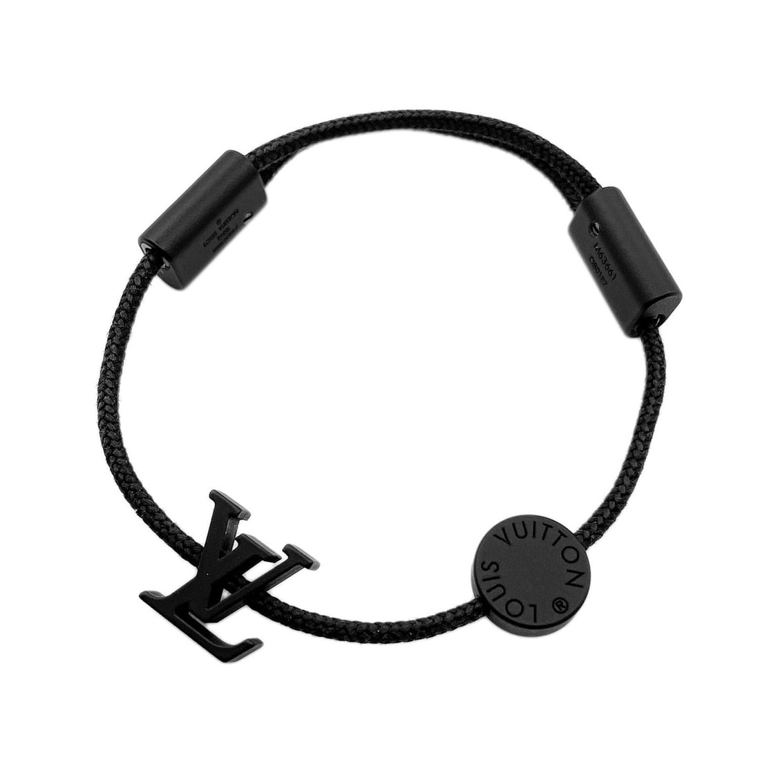 LOUIS VUITTON LV Logo Bracelet Supple OnTheGo Monogram M63661 Metal Cotton Black Men's Women's: --- Catalog ---Category: SizeLength: 25.5cm / 10.03''Category: DesignType: Charm braceletColor: Black, Monogram, OrGender: Men,WomenMaterial: Cotton, MetalCategory: GeneralMPN: M63661Brand: Louis