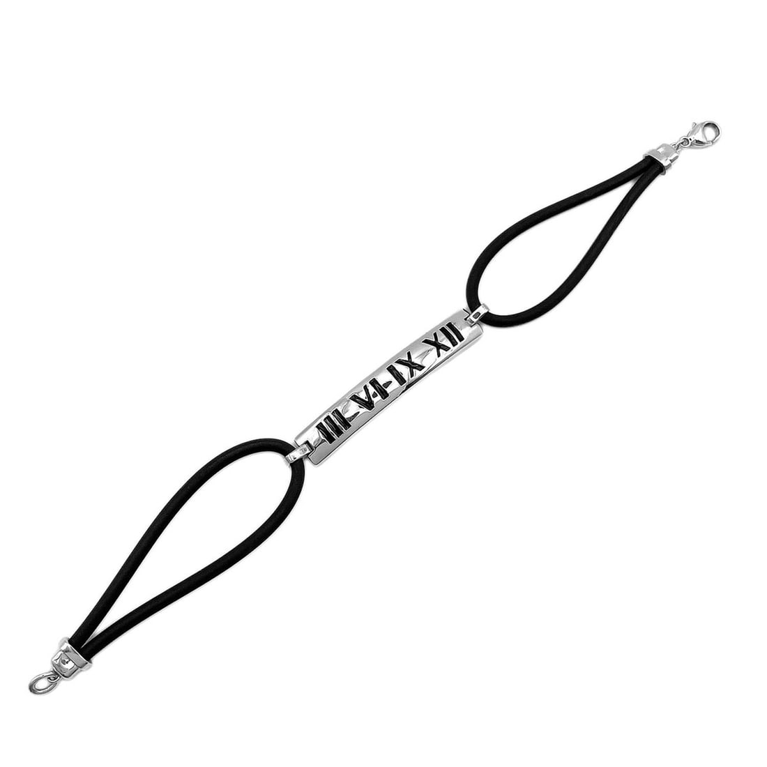 TIFFANY&Co. Atlas Bracelet, SV925 Rubber, Silver, Women's: --- Catalog ---Category: SizeLength: 19cm / 7.48''Category: DesignType: Charm braceletColor: Black, SilverGender: WomenMaterial: Rubber, Silver 925Category: GeneralBrand: Tiffany--- Item List ---Secti