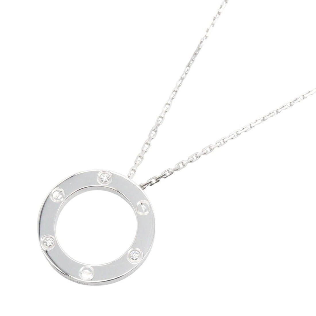 Cartier Love Circle 3PD Necklace, 18K White Gold (18KWG), Diamond, Women's, Silver/Clear Tone: --- Catalog ---Category: SizePendant Size: 23mm x 23mm / 0.9'' x 0.9''Neck Circumference: 42 cm / 16.53''Category: DesignColor: Clear, SilverGender: WomenMaterial: White gold (18K)Necklace Type: Neckl