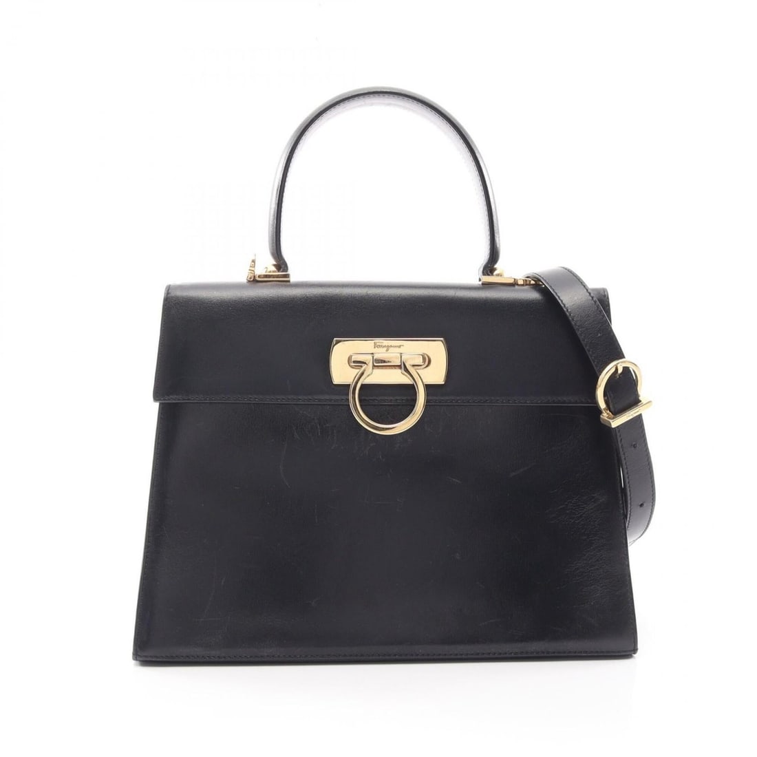 Salvatore Ferragamo Gancini 2-Way Handbag, Leather, Women's, Navy, 21 2181: --- Catalog ---Category: SizeSize (HxWxD): 20cm x 27cm x 10cm / 7.87'' x 10.62'' x 3.93''Category: DesignType: HandbagColor: NavyGender: WomenMaterial: Leather Category: GeneralMPN: 21 2181Brand: Salv