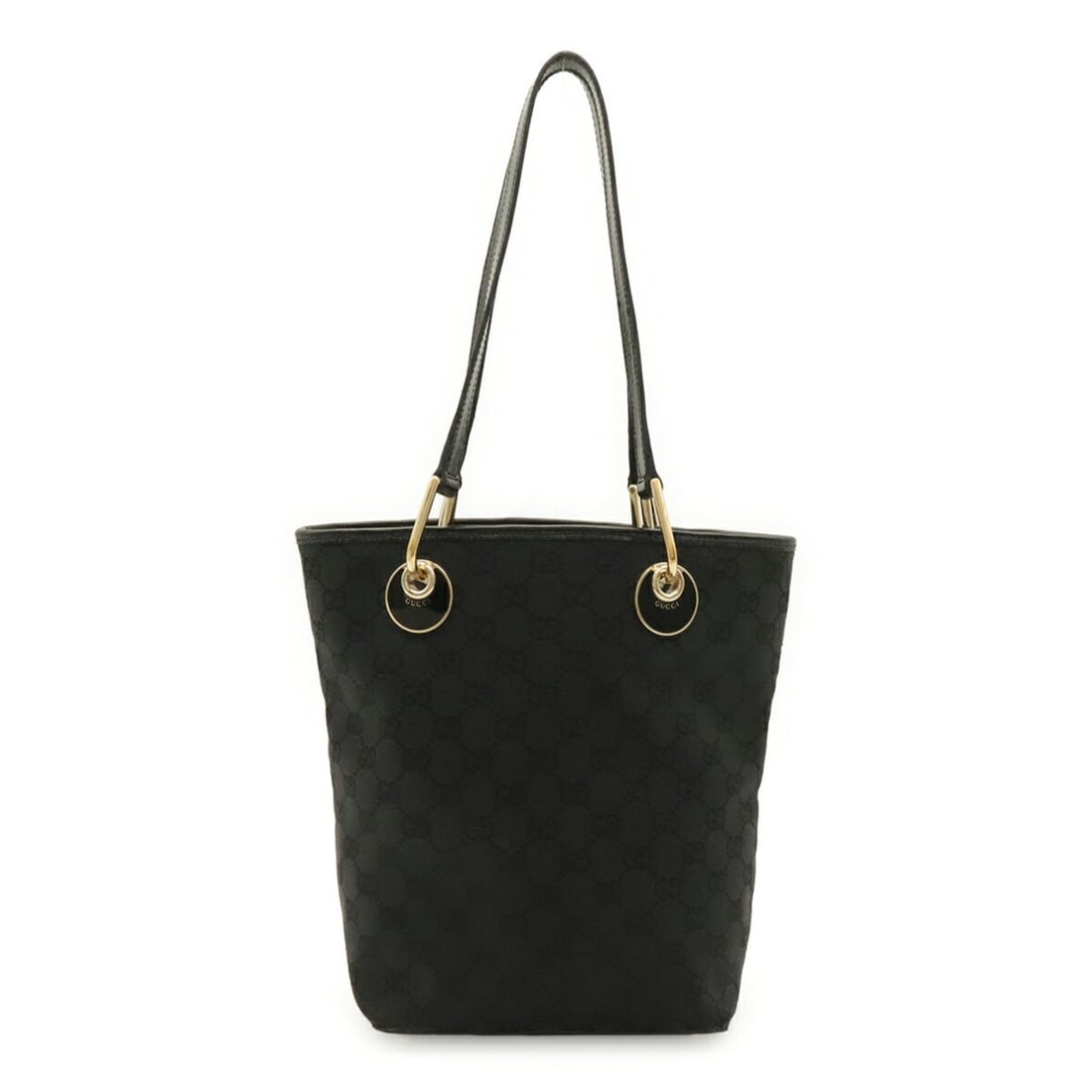 GUCCI GG Canvas Tote Bag, Shoulder Handbag, Bucket Leather, Black, 120840: --- Catalog ---Category: SizeSize (HxWxD): 24cm x 26.5cm x 10.5cm / 9.44'' x 10.43'' x 4.13''Category: DesignType: Handbag, Shoulder bag, Tote bagColor: BlackGender: WomenMaterial: GG canvas Category:
