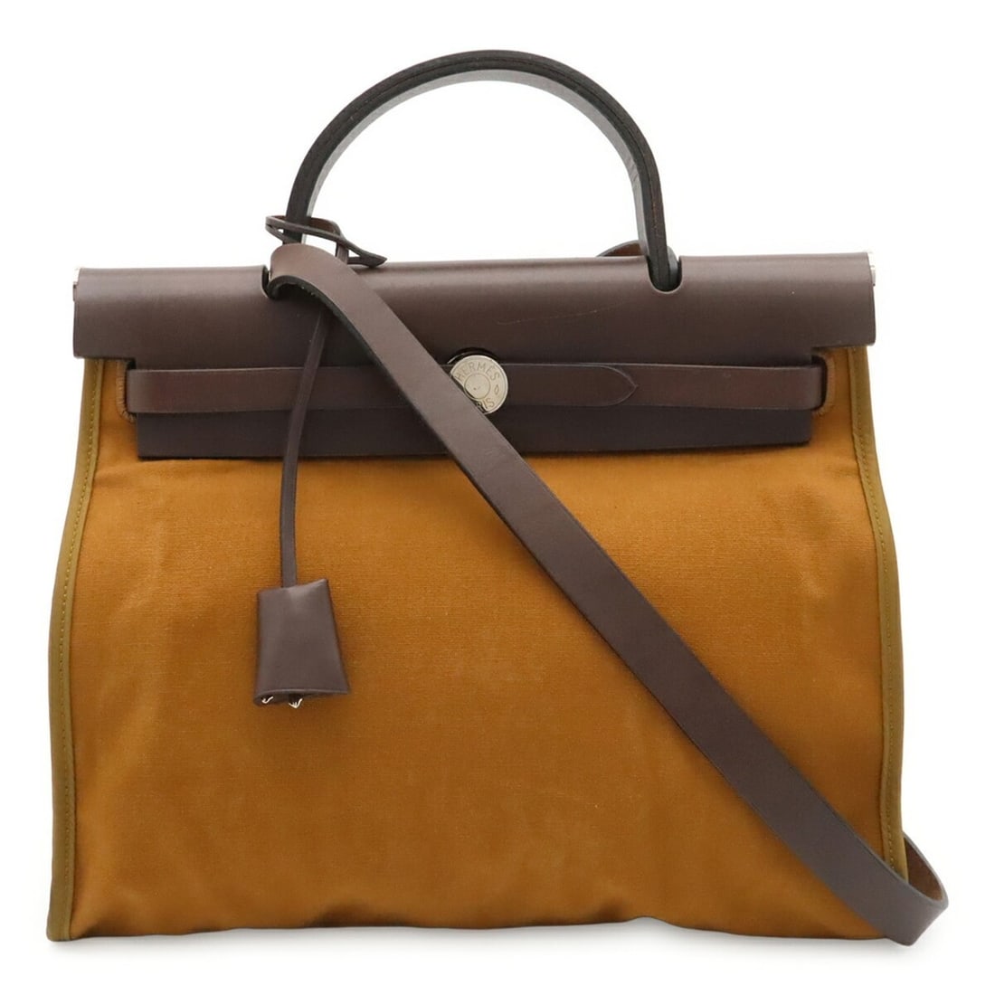 HERMES Hermès Herbag Zip PM Handbag Shoulder Bag Toile Officier Light Brown Dark ?M stamp: --- Catalog ---Category: SizeSize (HxWxD): 25cm x 31cm x 10cm / 9.84'' x 12.2'' x 3.93''Category: DesignType: Handbag, Pouch, Shoulder bagColor: Dark brown, Light brownGender: WomenMaterial: Toile off