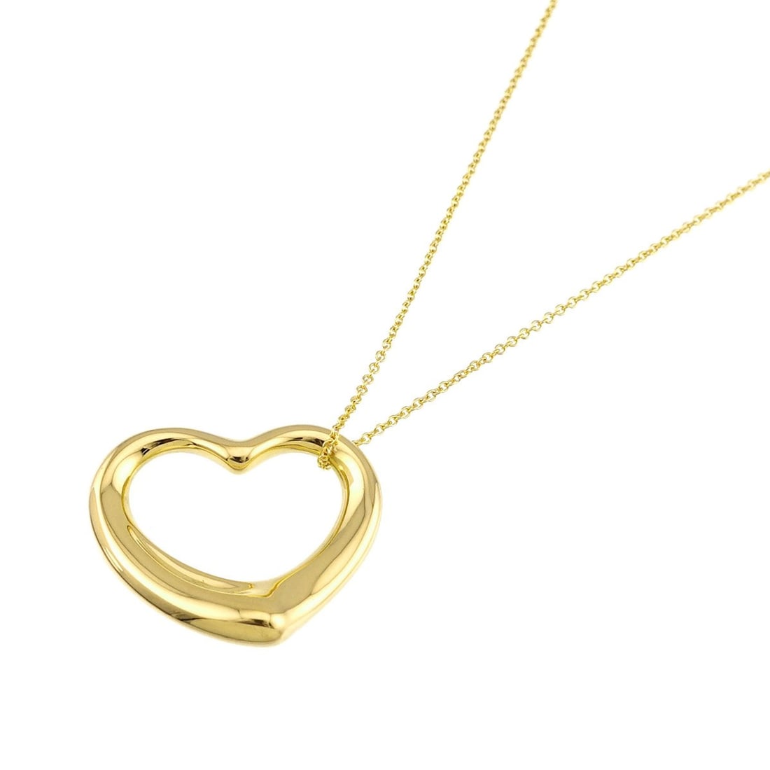 Tiffany & Co. Heart Necklace, 27.5mm wide, 45.5cm long, 18K YG Yellow Gold 750 Open Necklace: --- Catalog ---Category: SizePendant Size: 24mm x 27.5mm / 0.94'' x 1.08''Neck Circumference: 45.5 cm / 17.91''Category: DesignGender: WomenMaterial: Yellow gold (18K)Necklace Type: NecklaceCategory: 