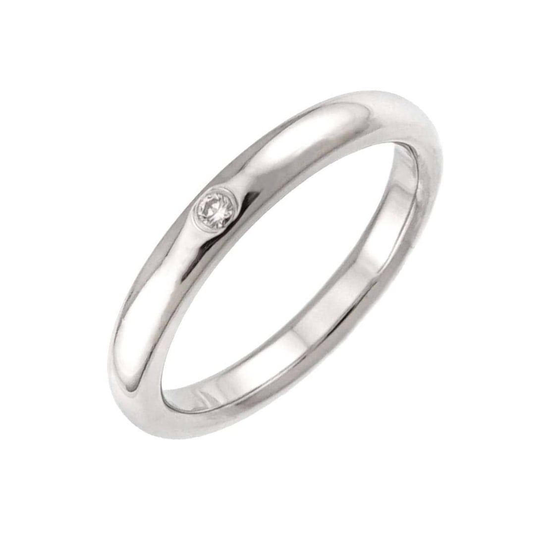 Tiffany & Co. Stacking Band Ring with 1 Diamond, Platinum.: --- Catalog ---Category: SizeJP Size: 9US Size: 5Category: DesignType: Band ringGender: WomenMaterial: Platinum 950Category: GeneralBrand: Tiffany--- Item List ---Section: ConditionRanking: Rank SA Us